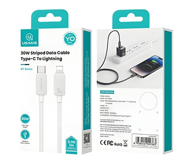USAMS Kabel KY Series US-SJ692 30W USB-C/Lightning 1m biały - 1569038 - zdjęcie 3